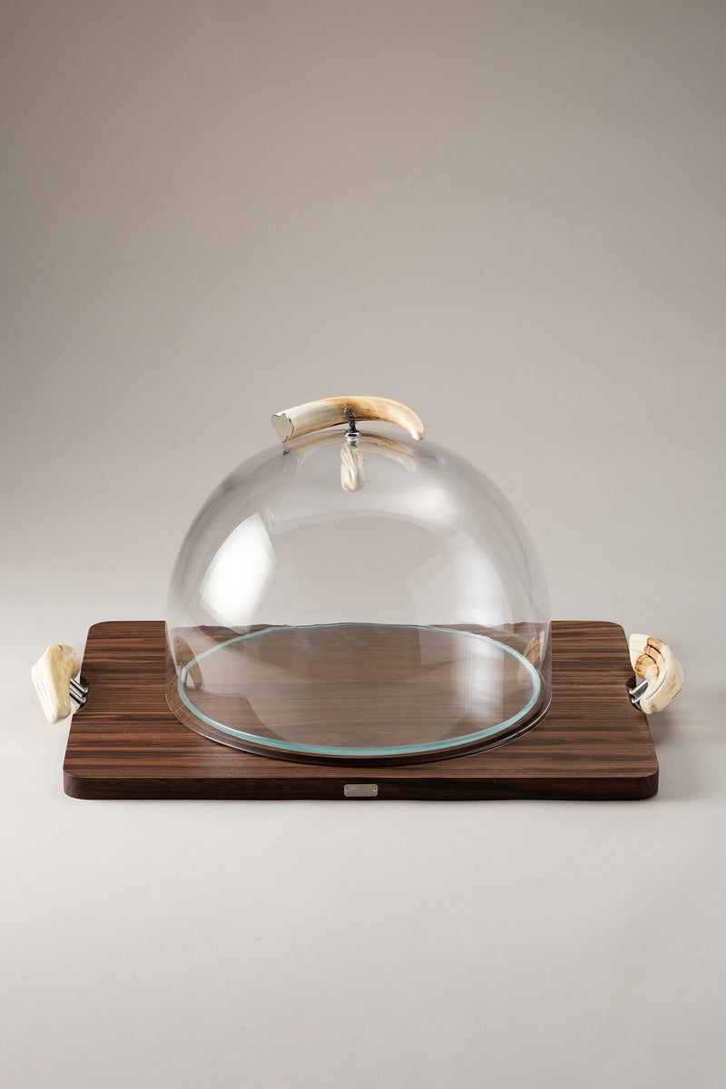 Tagliere formaggio con campana in Facocero - Warthog Cheese serving board with glassdome