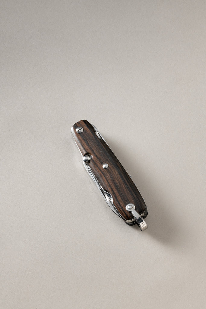 Wood Large pocket knife 6 accessories