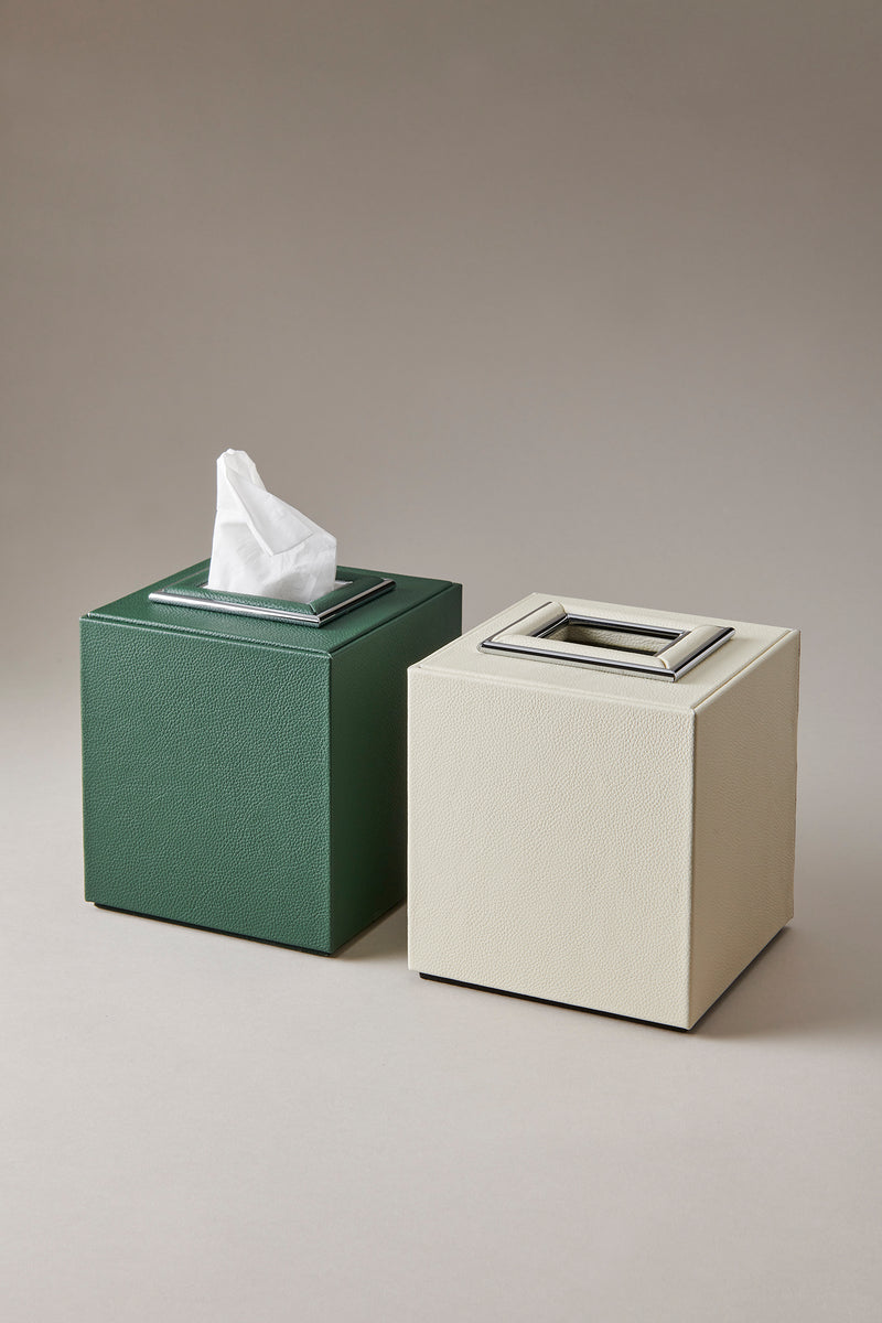 Portafazzoletti Quadrato In Pelle Sintetica PU – Bianco, 15x15x15 Cm, Per Scatole Kleenex Standard, Con Apertura Velcro