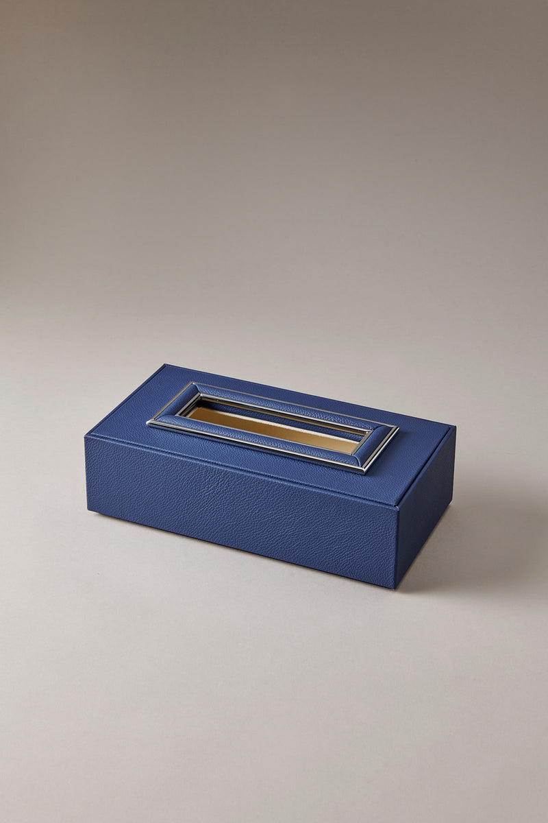 Porta fazzoletti rettangolare in Vitello nautico - Nautical leather Rectangular tissue box