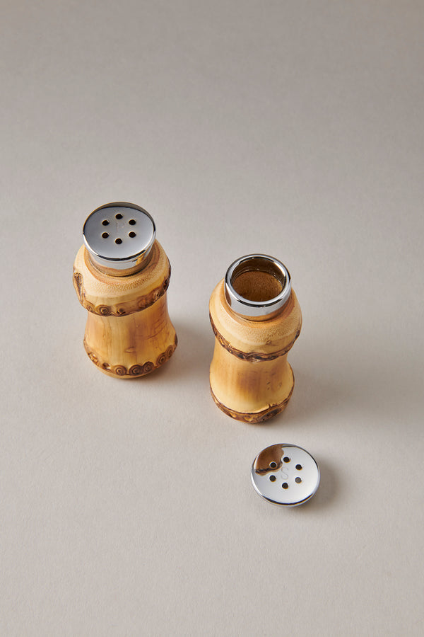 Bamboo root Salt and pepper sprinkle set