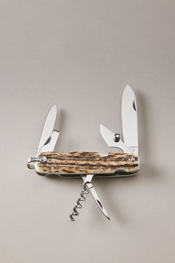 Temperino grande 6 accessori in Cervo (palco) - Stag antler Large pocket knife 6 accessories