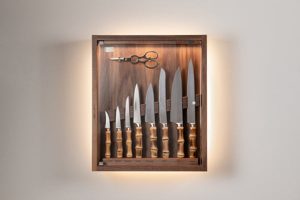 Bamboo root Small cabinet wall-mounted knives set