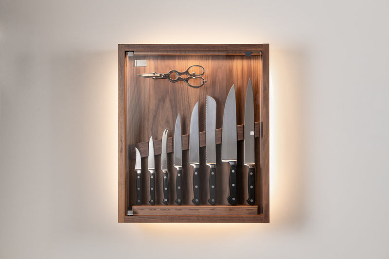 Coltelliera piccola con vetro - Small cabinet wall-mounted knives set