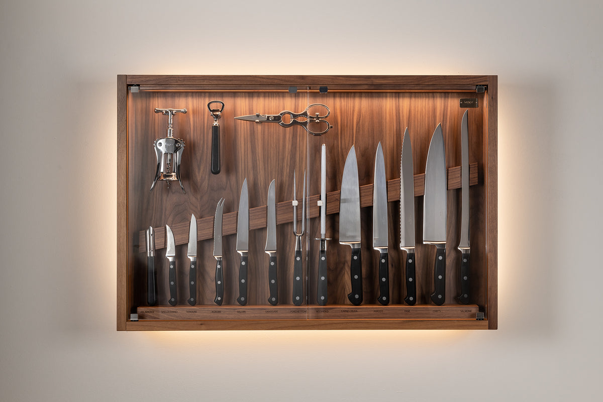 Medium cabinet wall-mounted knives set – Lorenzi Milano Medium cabinet wall-mounted knives set – Lorenzi Milano