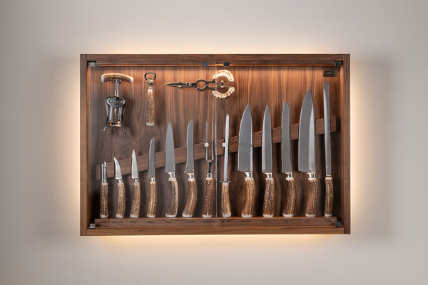 Stag antler Medium cabinet wall-mounted knives set