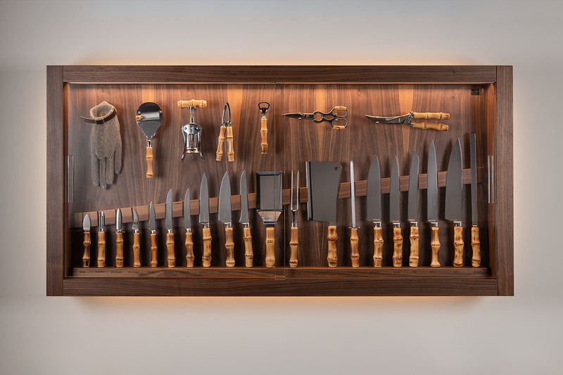 Coltelliera grande con vetro - Large cabinet wall-mounted knives set