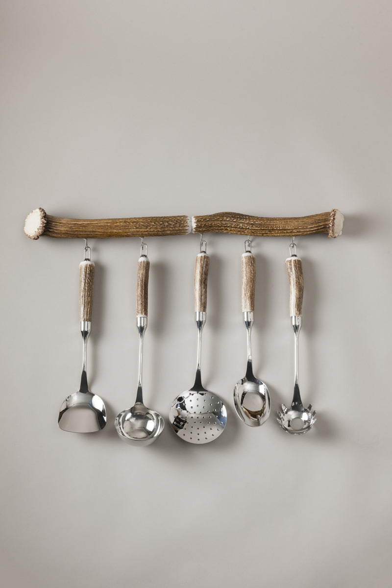 Mestoliera completa in Cervo (palco) - Stag antler Cookware set